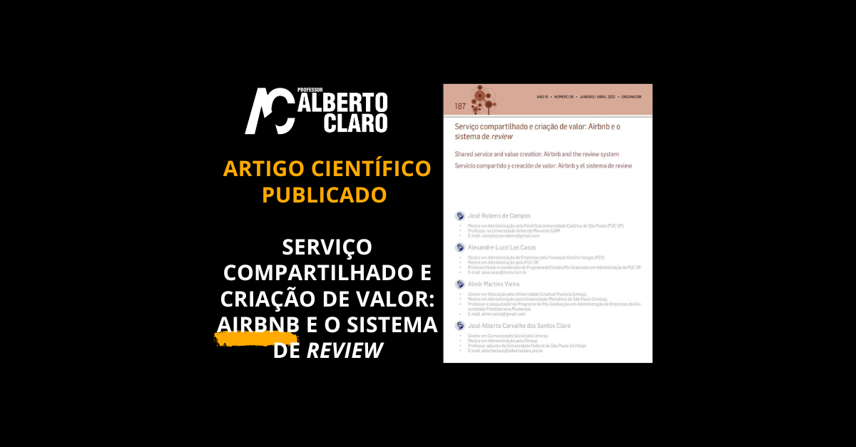 Artigo Científico Publicado - Serviço compartilhado e criação de valor: Airbnb e o sistema de review